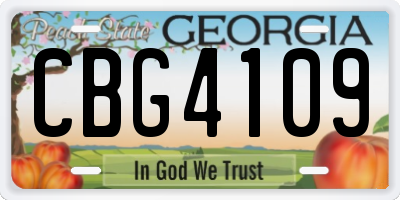 GA license plate CBG4109