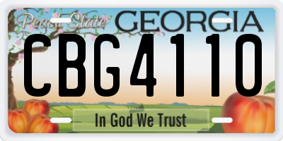 GA license plate CBG4110
