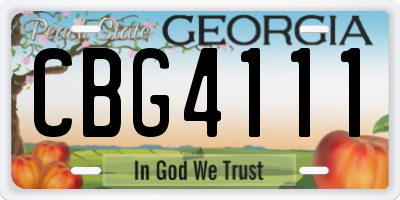 GA license plate CBG4111