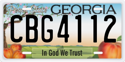 GA license plate CBG4112