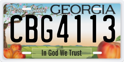 GA license plate CBG4113