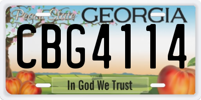 GA license plate CBG4114
