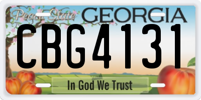 GA license plate CBG4131
