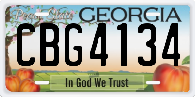 GA license plate CBG4134