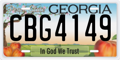 GA license plate CBG4149