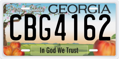 GA license plate CBG4162