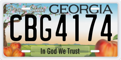 GA license plate CBG4174