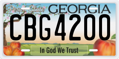 GA license plate CBG4200