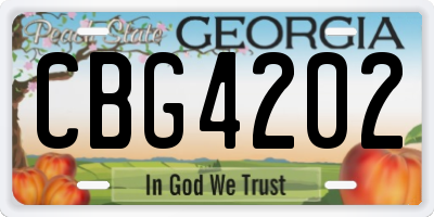 GA license plate CBG4202