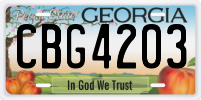 GA license plate CBG4203