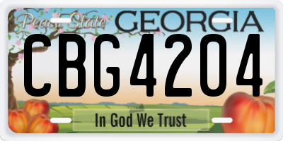 GA license plate CBG4204