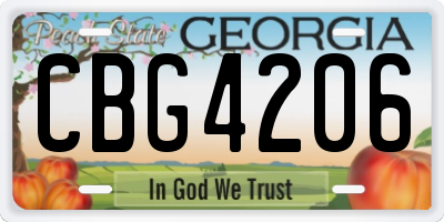 GA license plate CBG4206