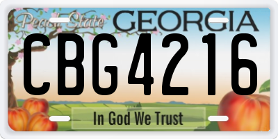 GA license plate CBG4216