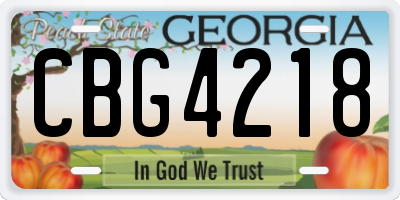 GA license plate CBG4218