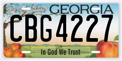 GA license plate CBG4227