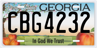 GA license plate CBG4232
