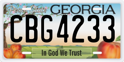GA license plate CBG4233