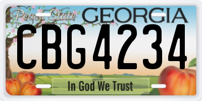 GA license plate CBG4234