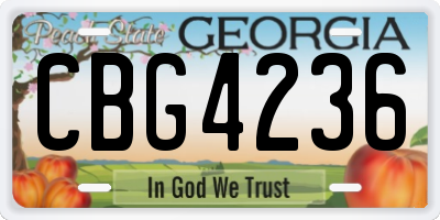 GA license plate CBG4236