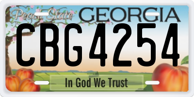 GA license plate CBG4254