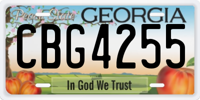 GA license plate CBG4255