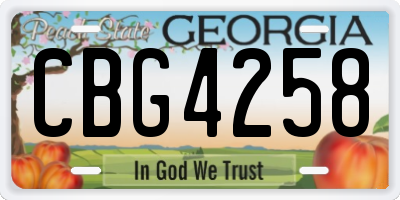 GA license plate CBG4258