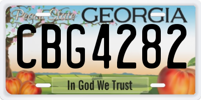 GA license plate CBG4282