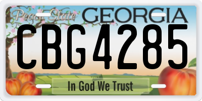 GA license plate CBG4285
