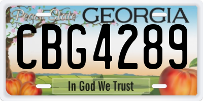 GA license plate CBG4289