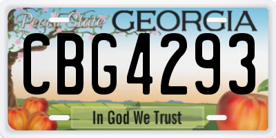 GA license plate CBG4293