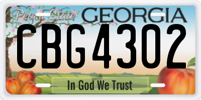 GA license plate CBG4302