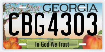 GA license plate CBG4303