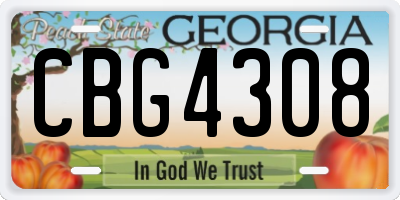 GA license plate CBG4308