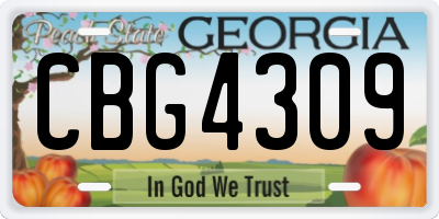 GA license plate CBG4309