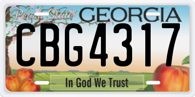 GA license plate CBG4317