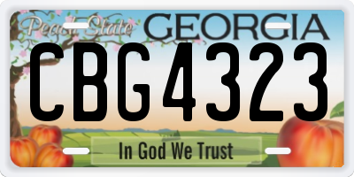 GA license plate CBG4323