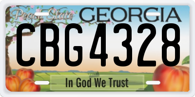 GA license plate CBG4328
