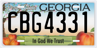 GA license plate CBG4331