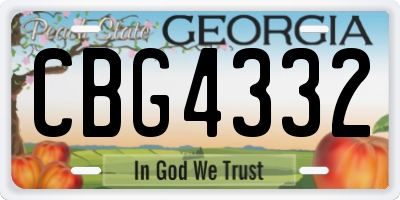 GA license plate CBG4332