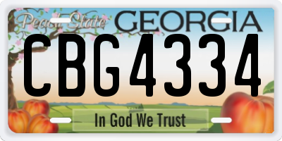 GA license plate CBG4334