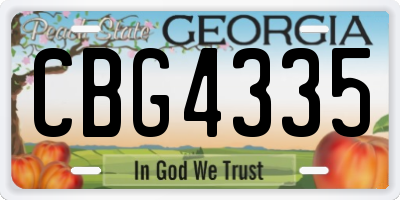 GA license plate CBG4335