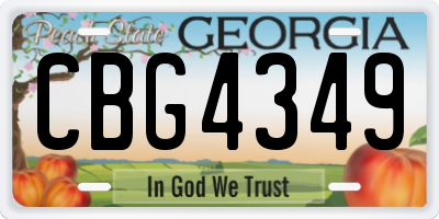 GA license plate CBG4349