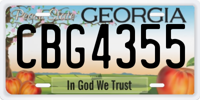 GA license plate CBG4355