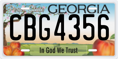 GA license plate CBG4356