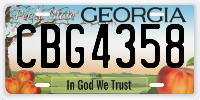 GA license plate CBG4358