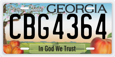 GA license plate CBG4364
