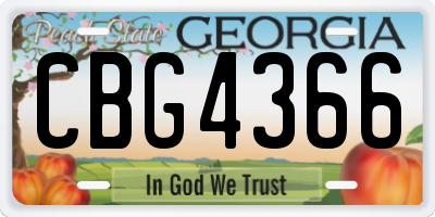 GA license plate CBG4366