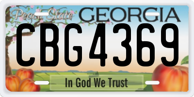 GA license plate CBG4369
