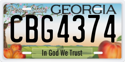 GA license plate CBG4374