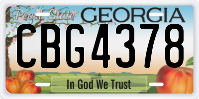 GA license plate CBG4378
